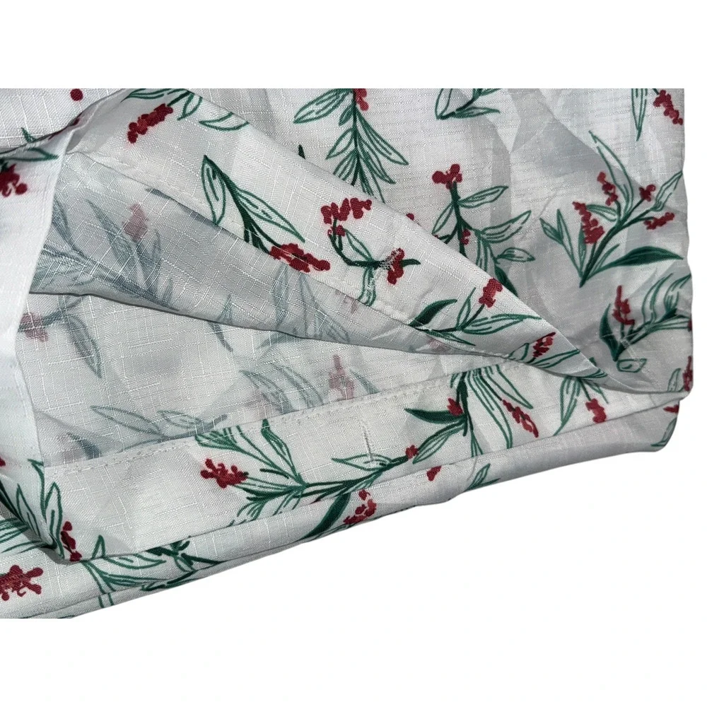 Peace & Joy Holiday Shower Curtain White Green Red Fabric Christmas Winter Print